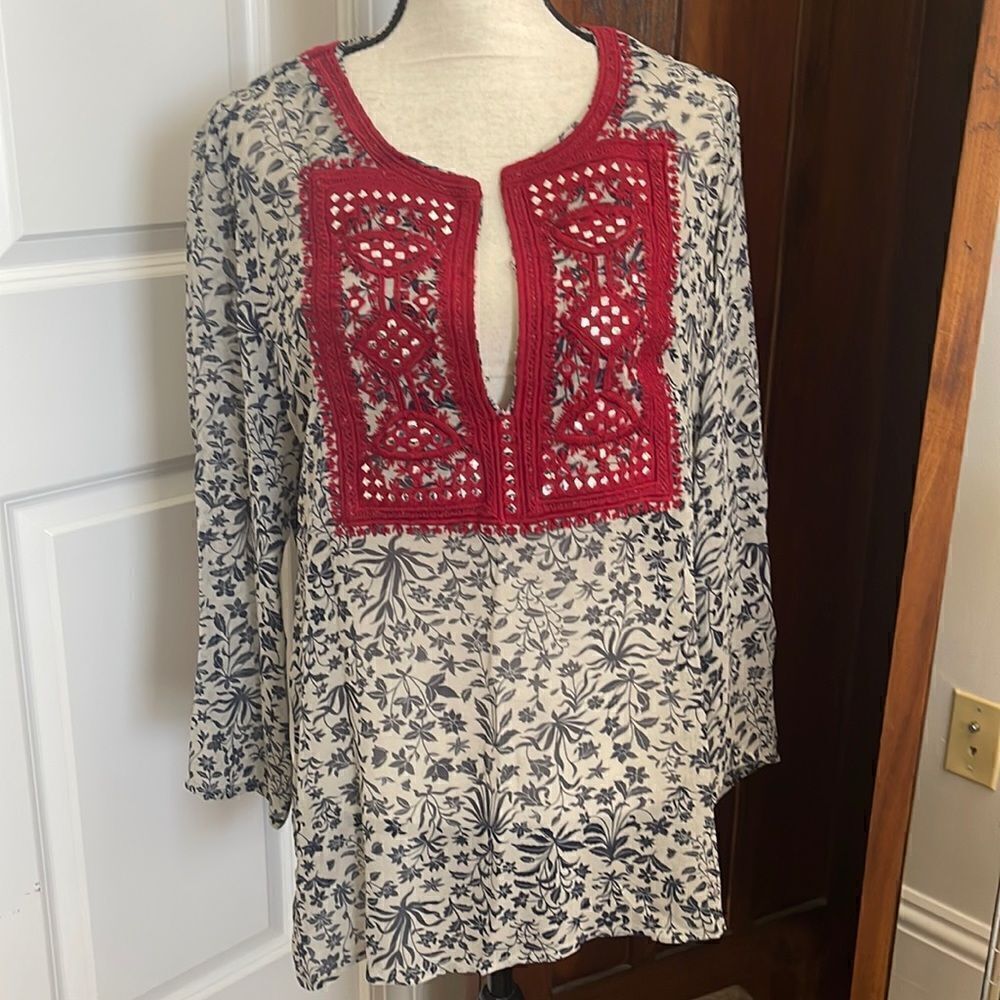 Absolutely beautiful Figue embellished blouse with embroidery.